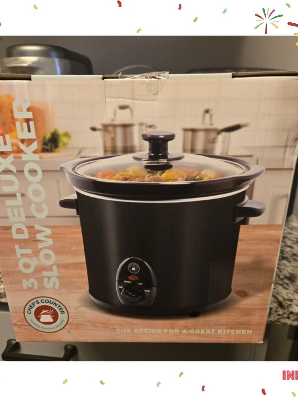 3 Qt Deluxe Black Slow Cooker New In Box